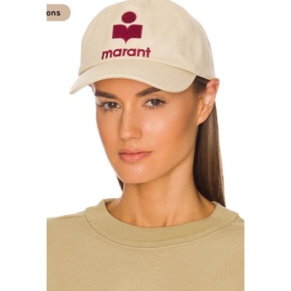 Isabel Marant Off-White Tyrony Cap Ecru/Red - Picture 1 of 10